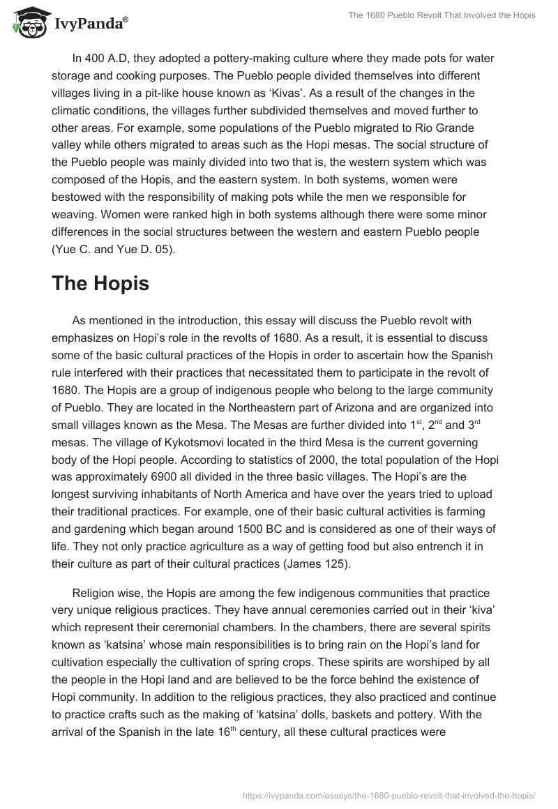 The 1680 Pueblo Revolt That Involved the Hopis. Page 2