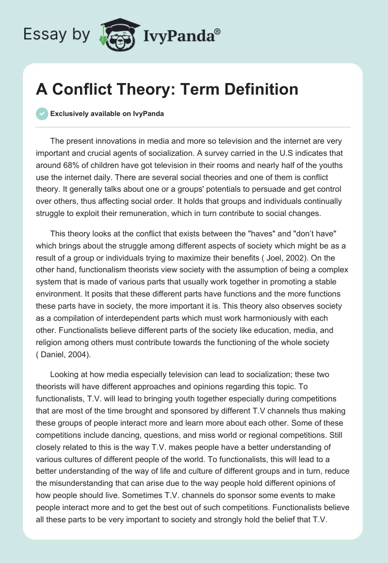 A Conflict Theory: Term Definition. Page 1