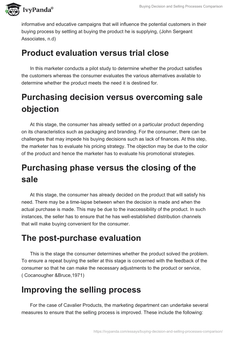 Buying Decision and Selling Processes Comparison. Page 2