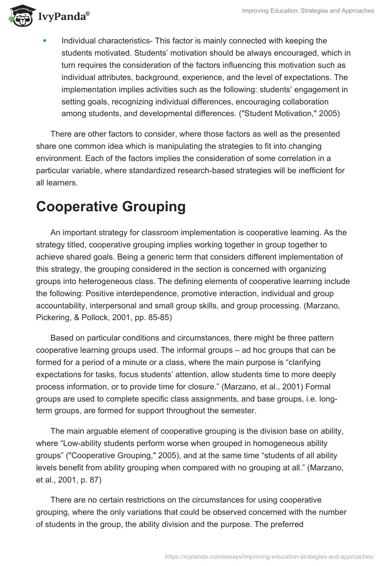 Improving Education: Strategies and Approaches. Page 3