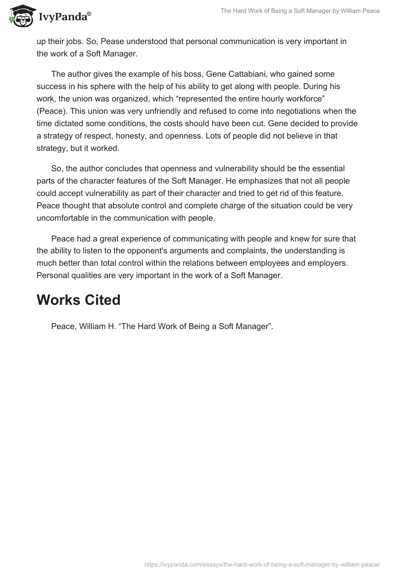 The Hard Work of Being a Soft Manager by William Peace. Page 2