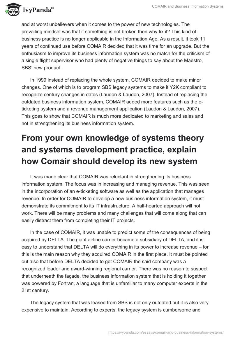 COMAIR and Business Information Systems. Page 3