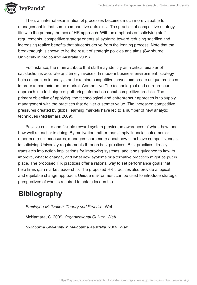 Technological and Entrepreneur Approach of Swinburne University. Page 2