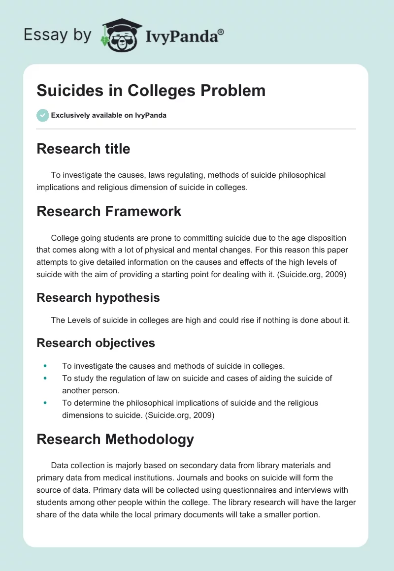 Suicides in Colleges Problem. Page 1