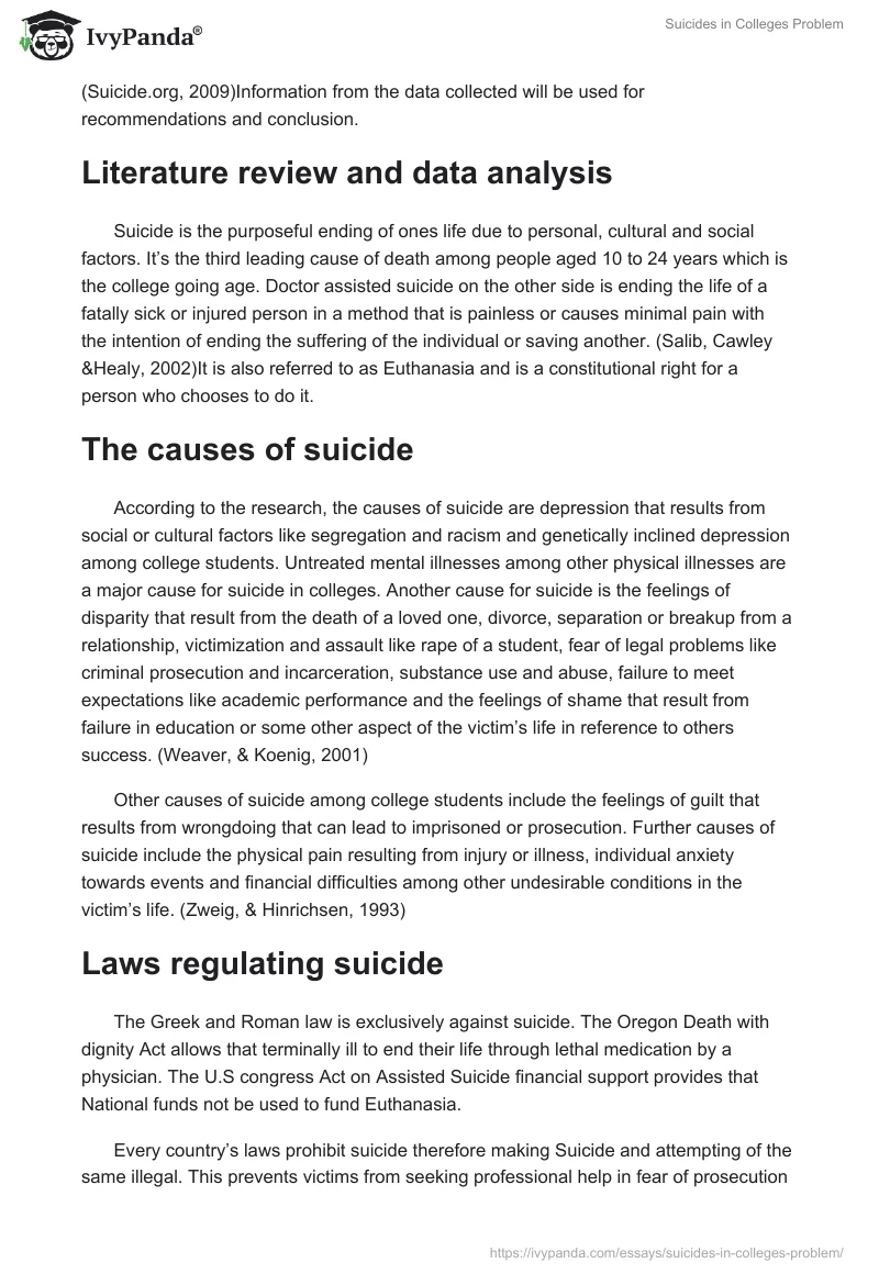 Suicides in Colleges Problem. Page 2