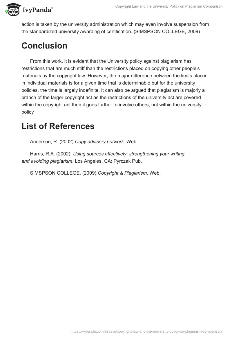 Copyright Law and the University Policy on Plagiarism Comparison. Page 5