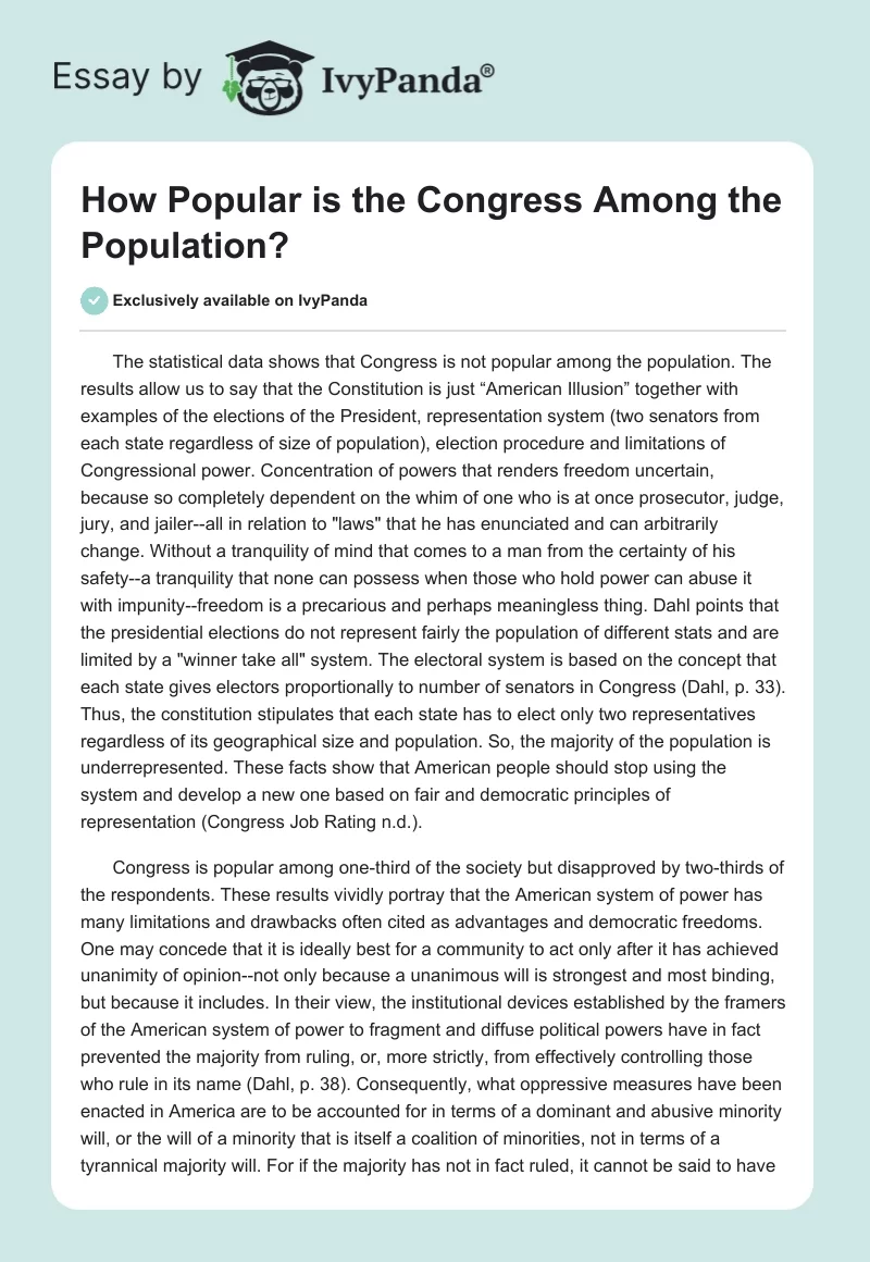 How Popular Is the Congress Among the Population?. Page 1