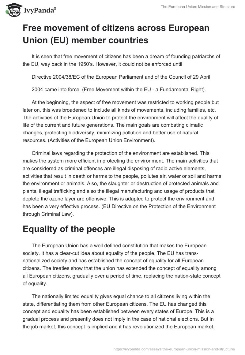 The European Union: Mission and Structure. Page 4