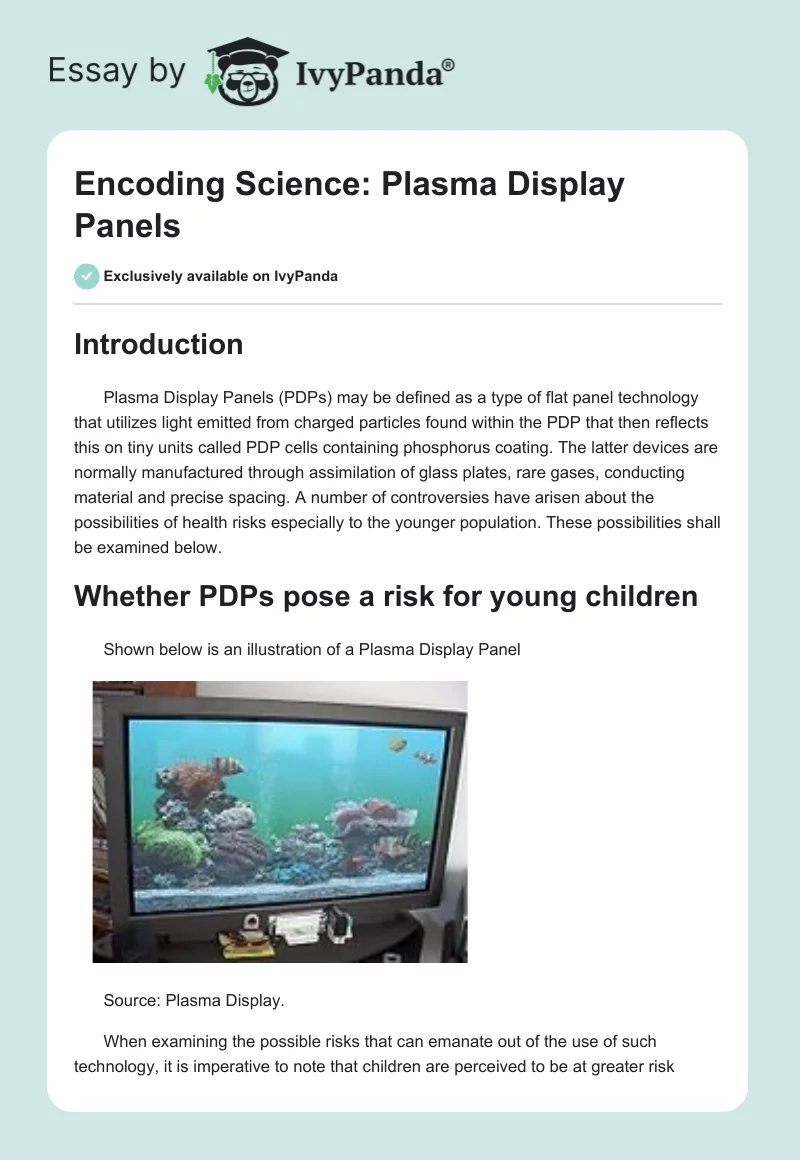 Encoding Science: Plasma Display Panels. Page 1