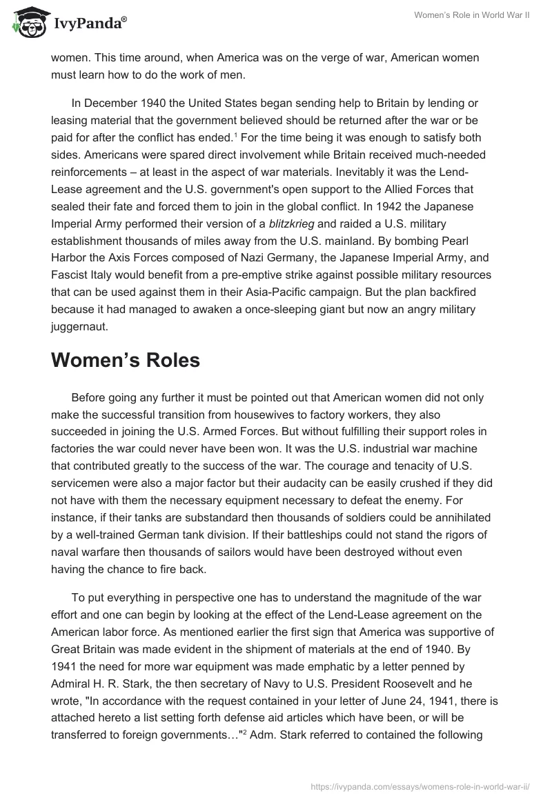 Women’s Role in World War II. Page 2