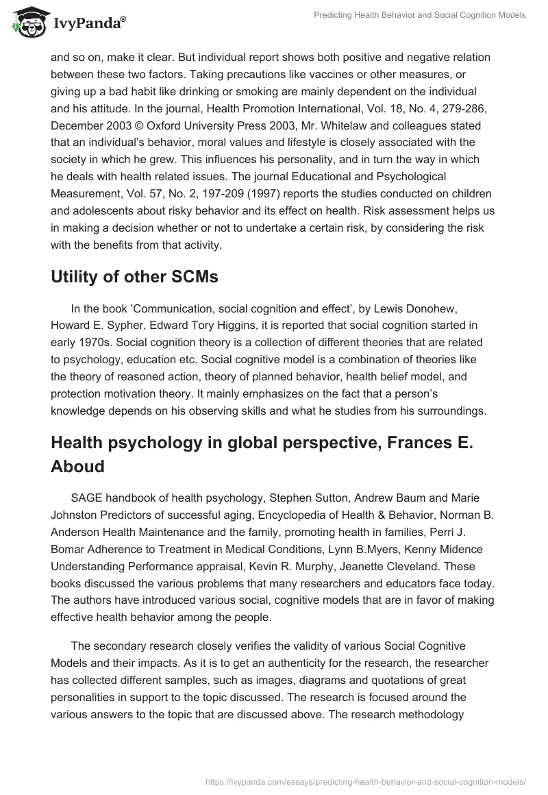 Predicting Health Behavior and Social Cognition Models. Page 4