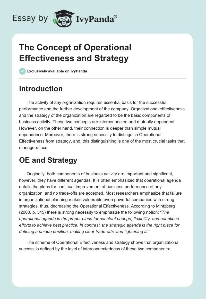 The Concept of Operational Effectiveness and Strategy. Page 1