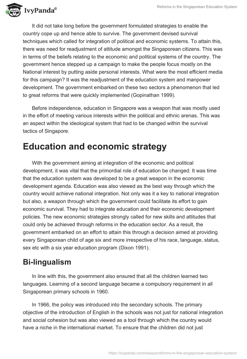 Reforms in the Singaporean Education System. Page 3