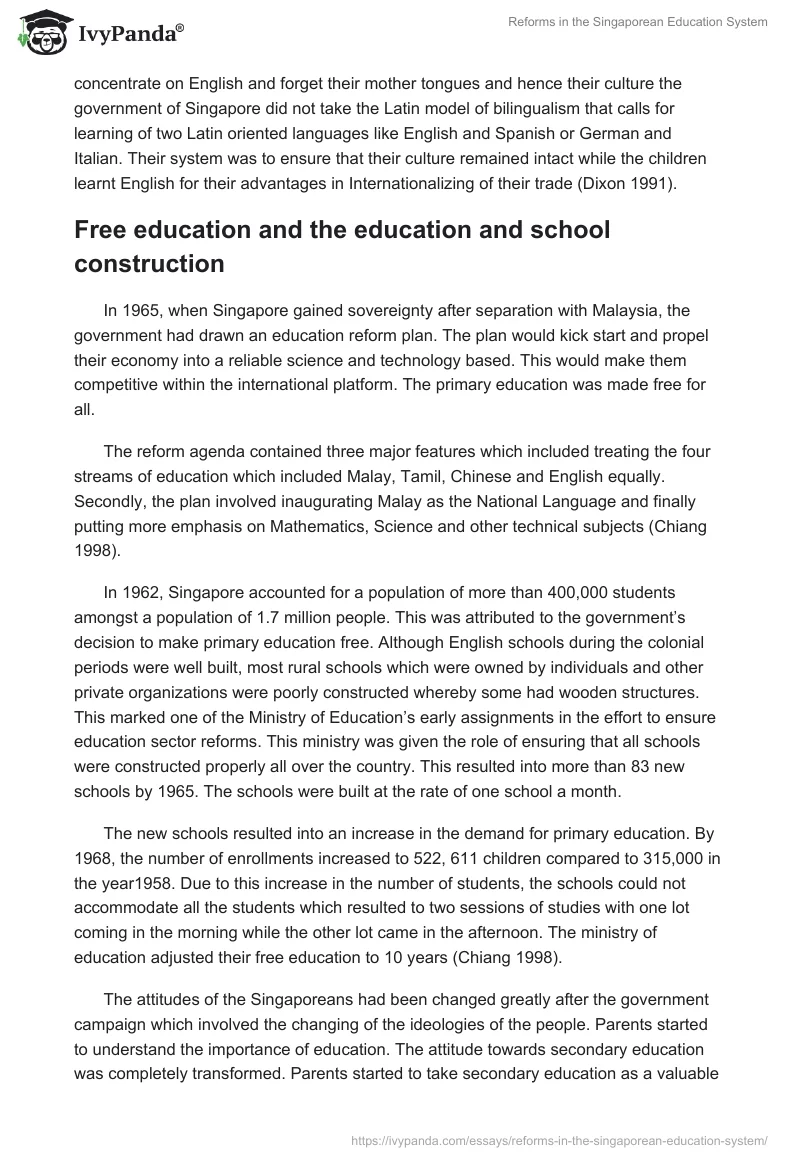 Reforms in the Singaporean Education System. Page 4