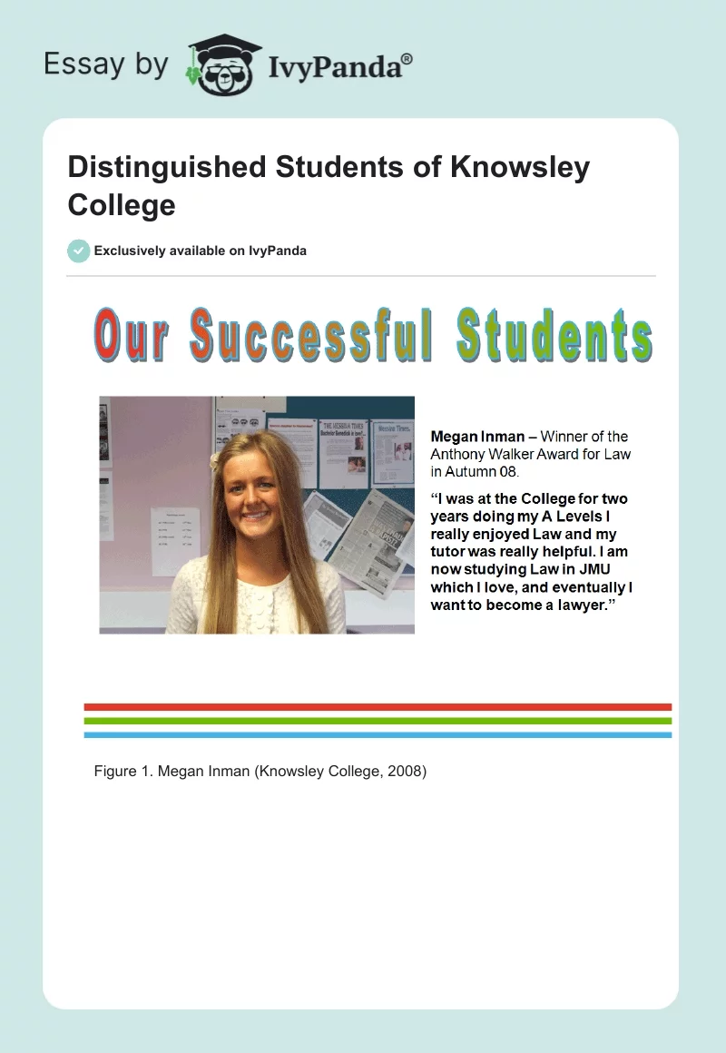 Distinguished Students of Knowsley College. Page 1