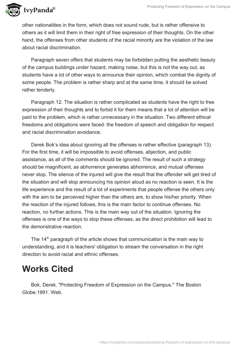 Protecting Freedom of Expression on the Campus. Page 4