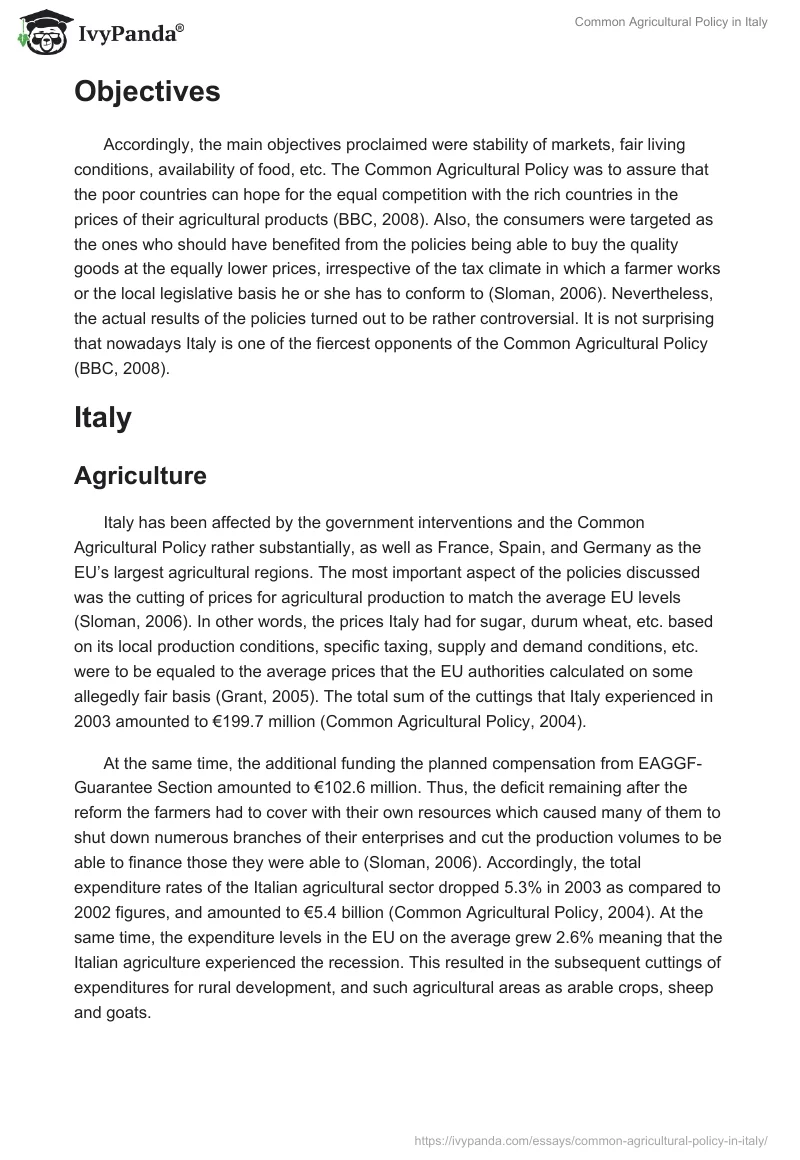 Common Agricultural Policy in Italy. Page 2