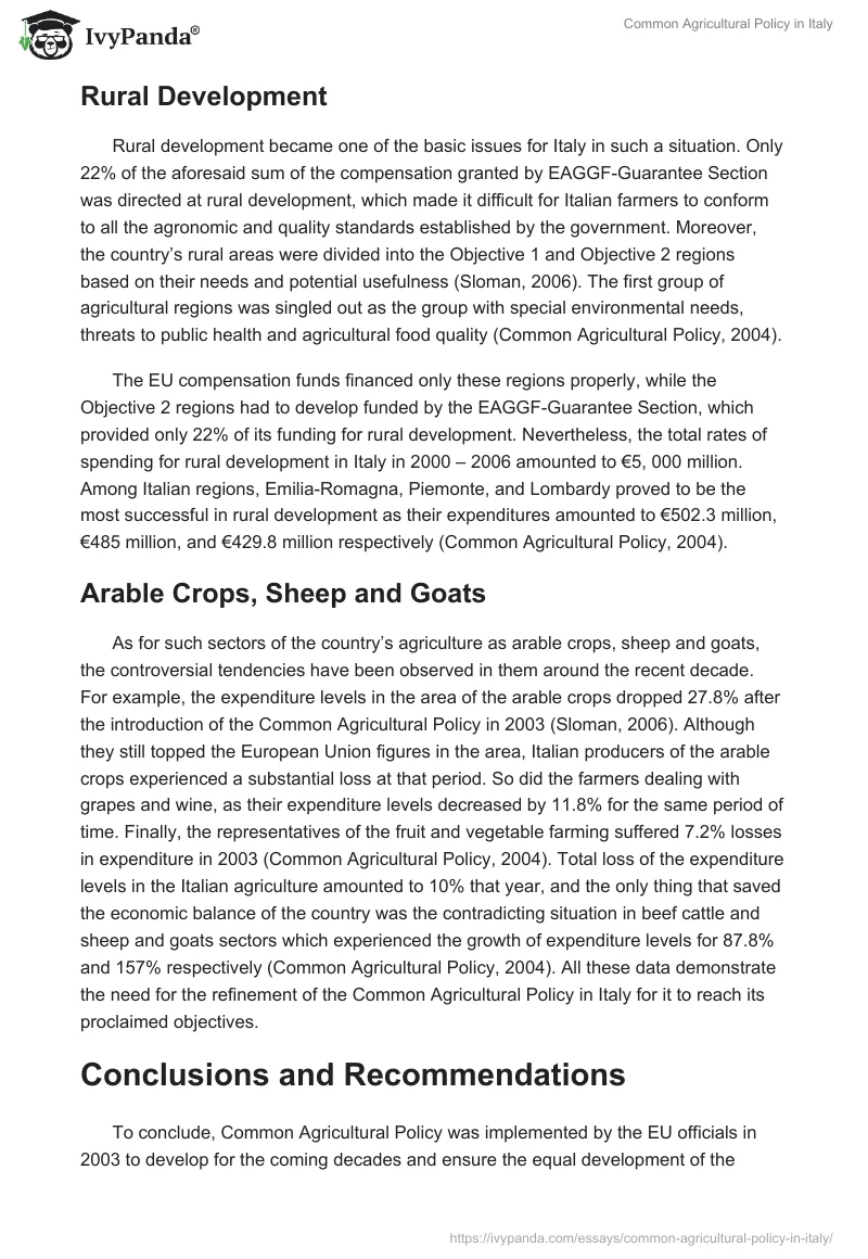 Common Agricultural Policy in Italy. Page 3