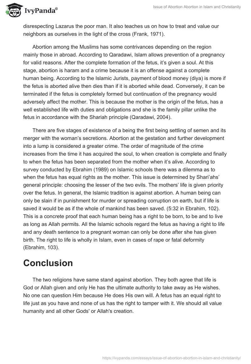 Issue of Abortion Abortion in Islam and Christianity. Page 3