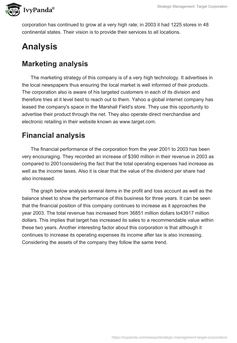 Strategic Management: Target Corporation. Page 2