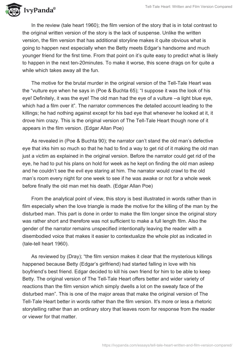Tell-Tale Heart: Written and Film Version Compared. Page 2