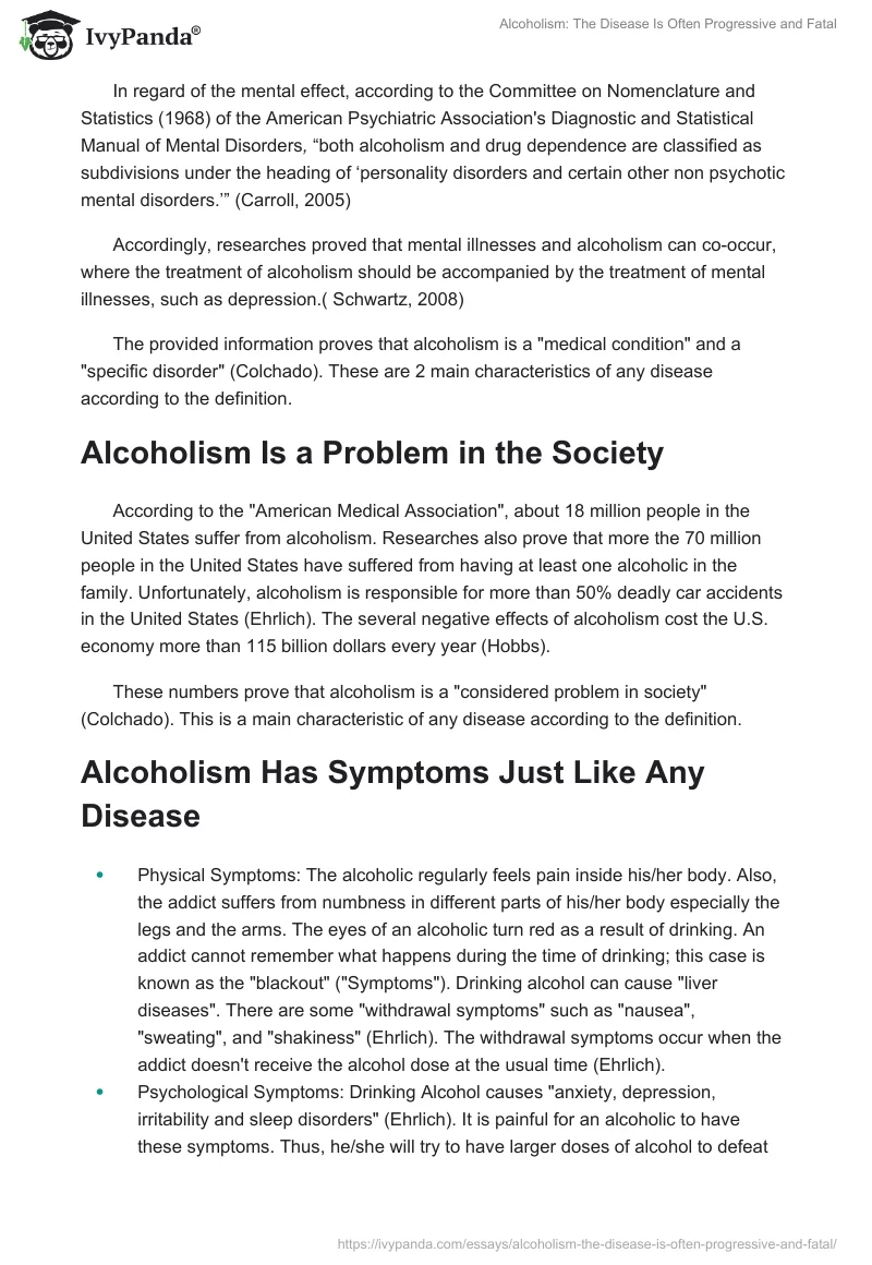 Alcoholism: The Disease Is Often Progressive and Fatal. Page 3