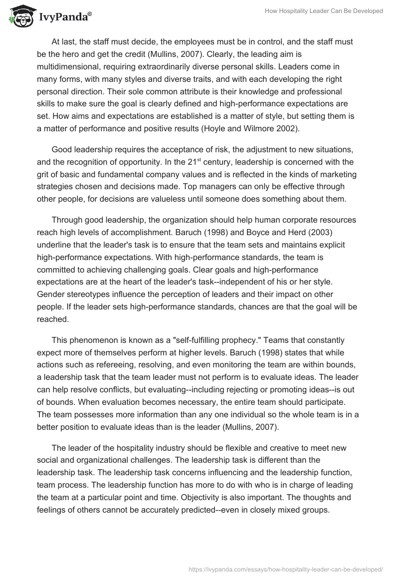 How Hospitality Leader Can Be Developed. Page 5