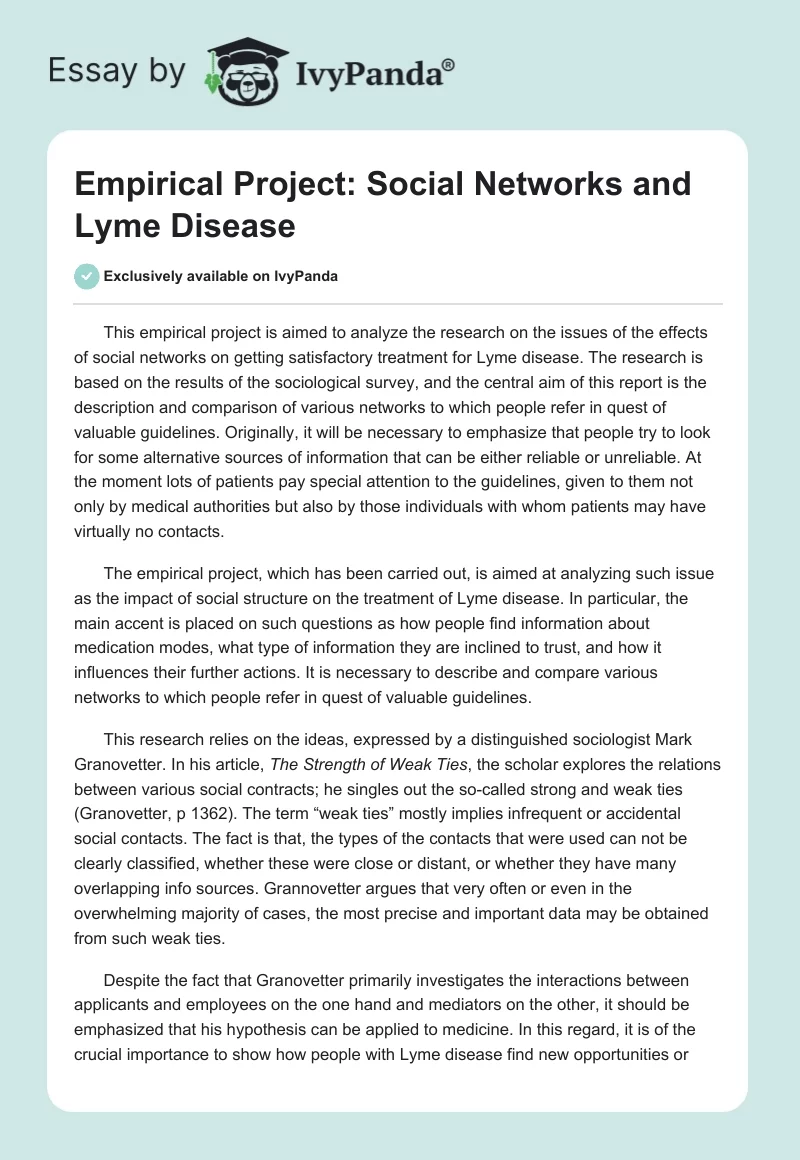 Empirical Project: Social Networks and Lyme Disease. Page 1