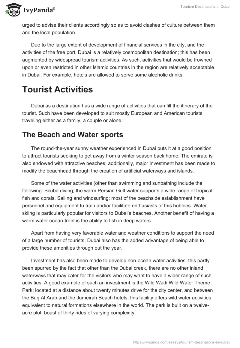 essay about tourism in dubai