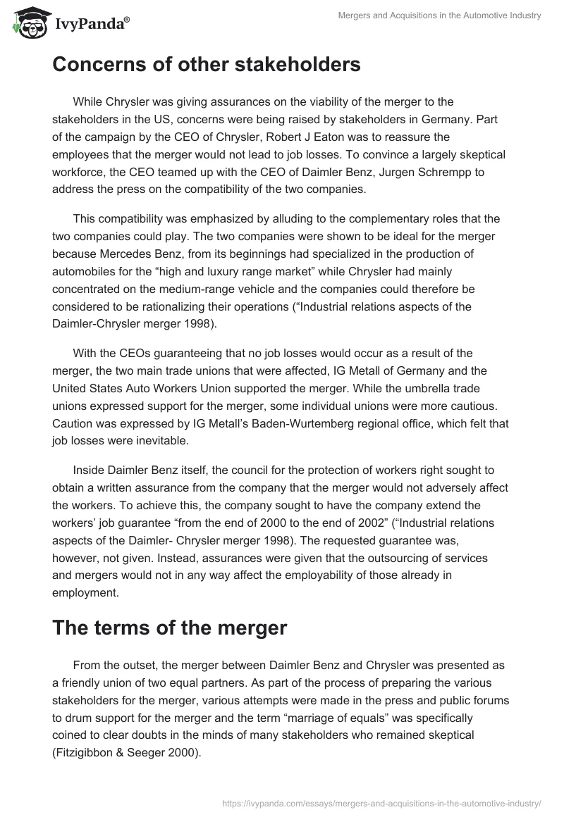 Mergers and Acquisitions in the Automotive Industry. Page 5