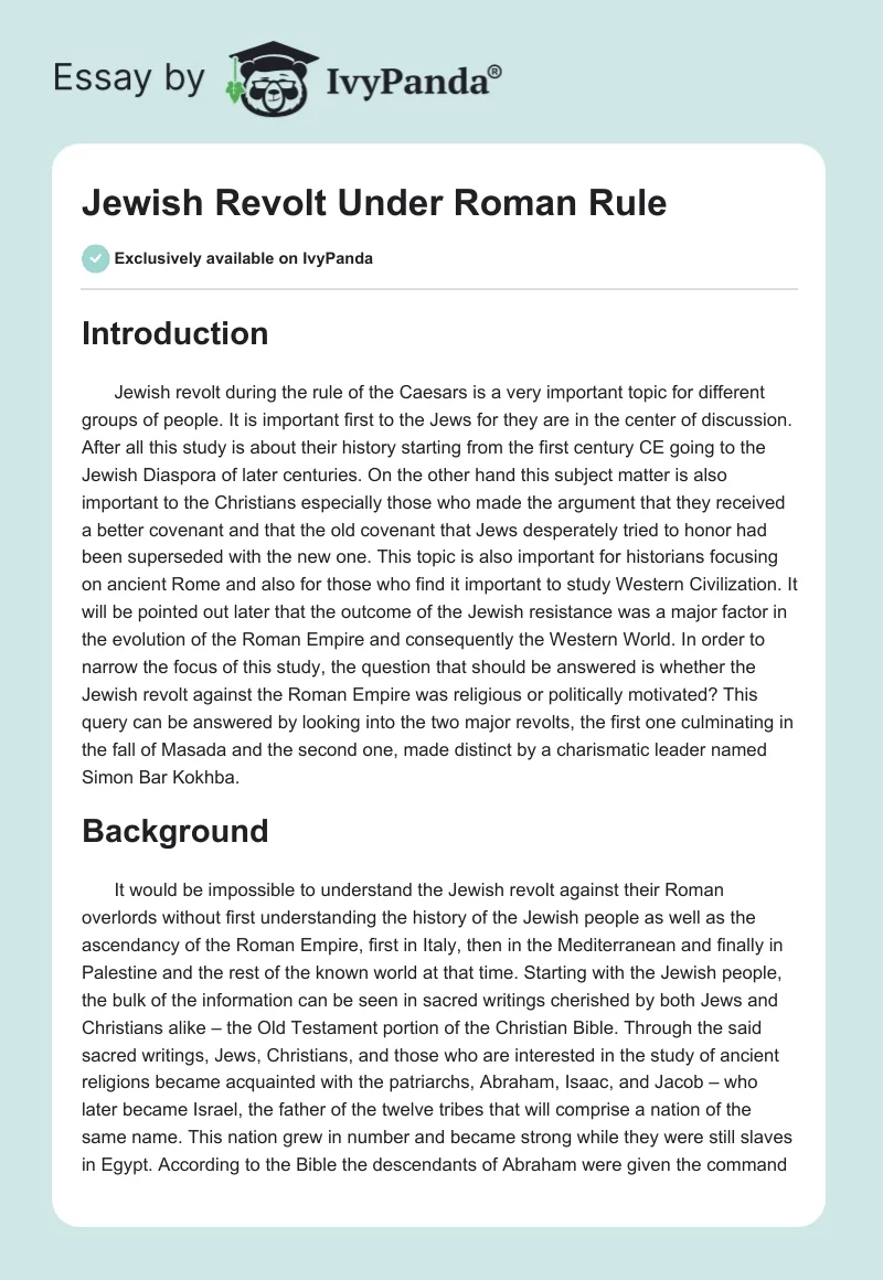 Jewish Revolt Under Roman Rule. Page 1