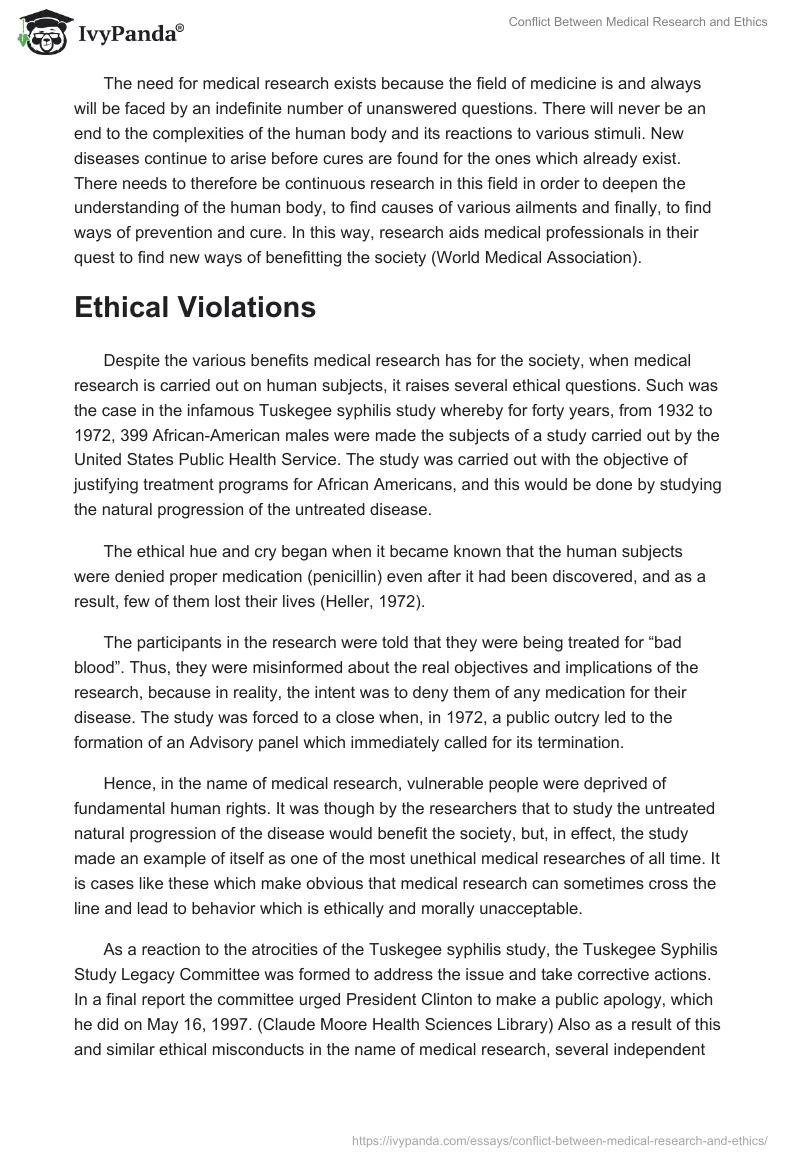Conflict Between Medical Research and Ethics. Page 2