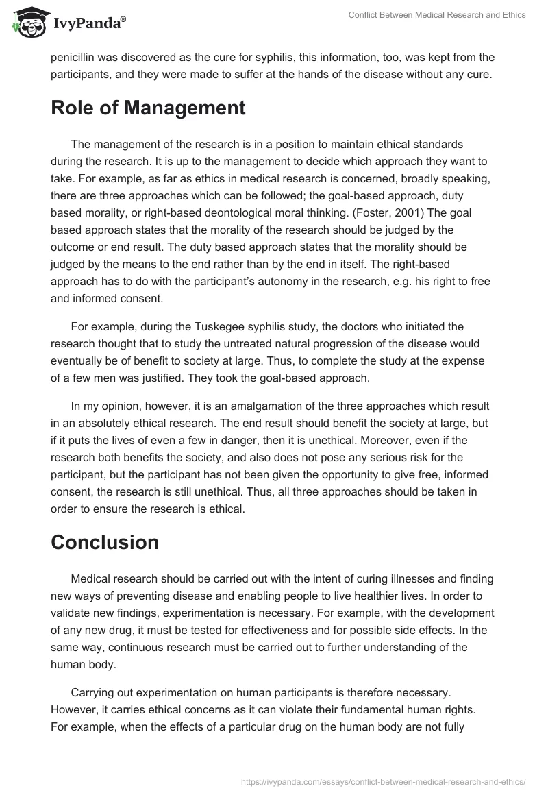 Conflict Between Medical Research and Ethics. Page 4