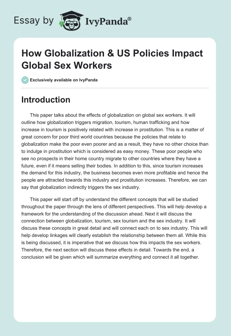 How Globalization & US Policies Impact Global Sex Workers. Page 1