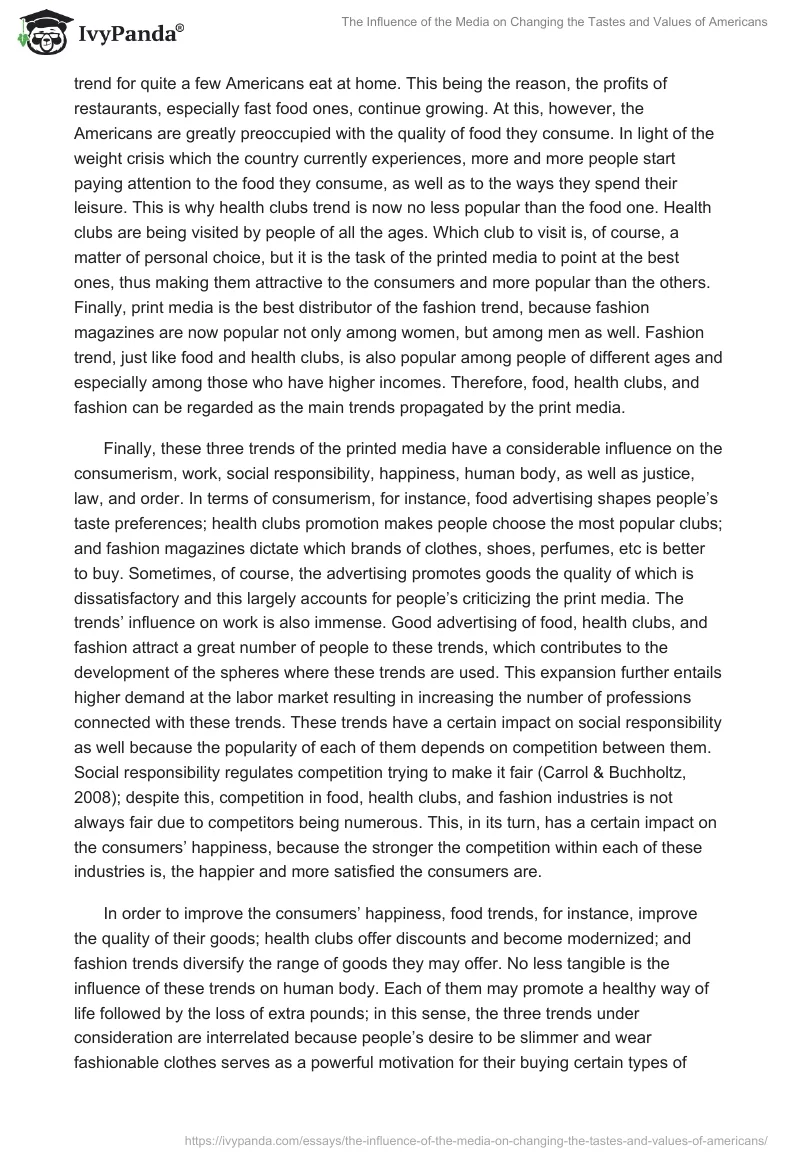 The Influence of the Media on Changing the Tastes and Values ​​of Americans. Page 2