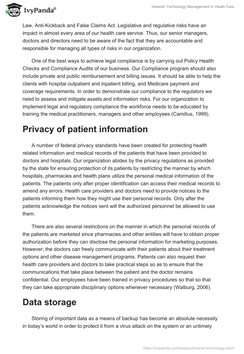 Intranet: Technology Management in Heath Care. Page 2