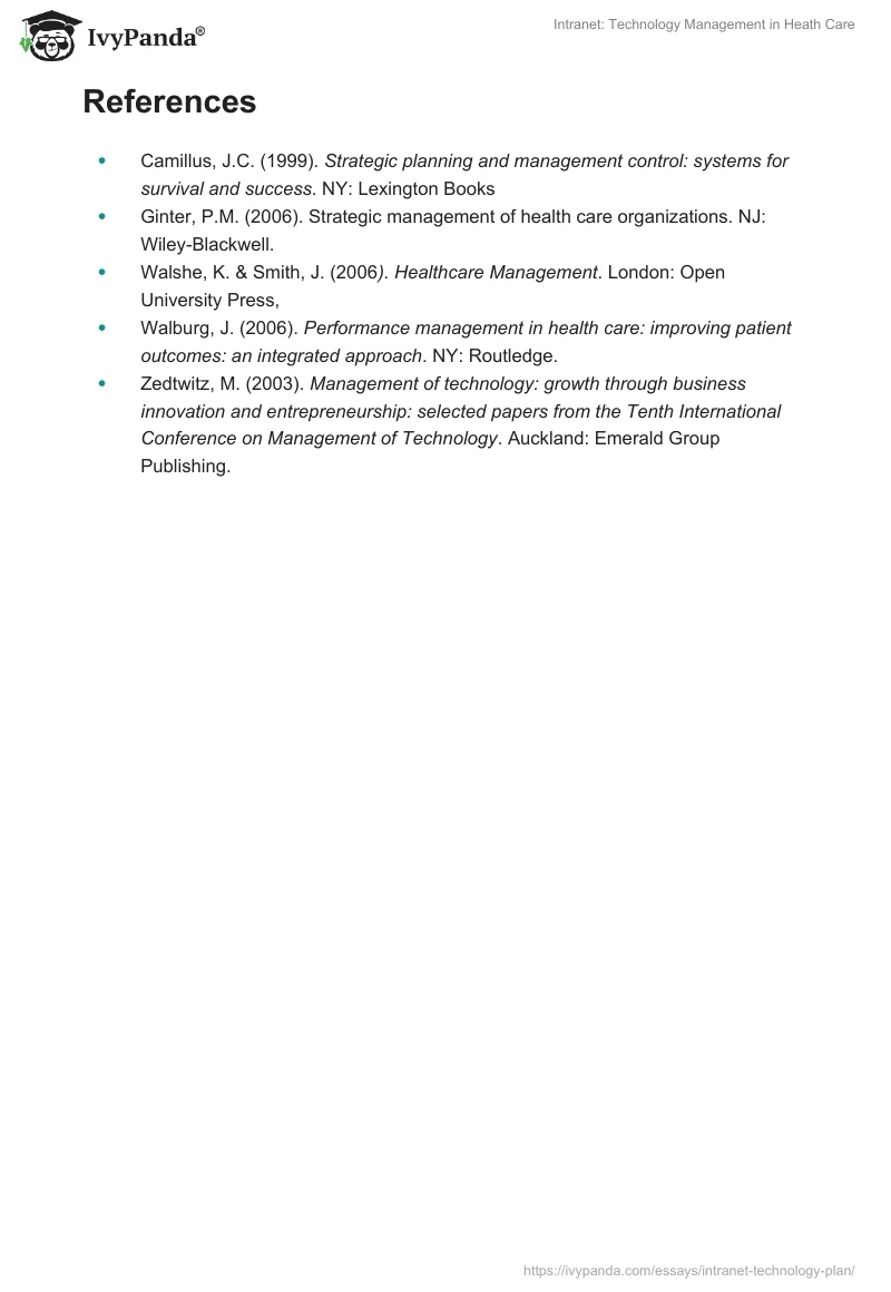 Intranet: Technology Management in Heath Care. Page 4