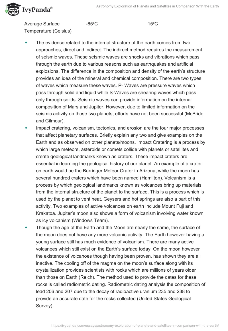 Astronomy Exploration of Planets and Satellites in Comparison With the Earth. Page 2