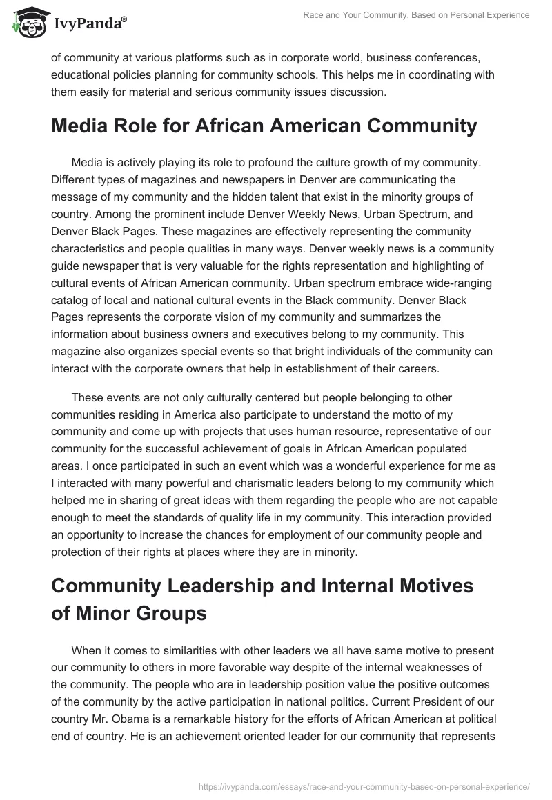Race and Your Community, Based on Personal Experience. Page 3