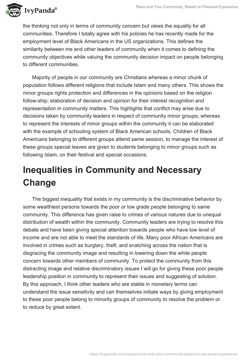 Race and Your Community, Based on Personal Experience. Page 4