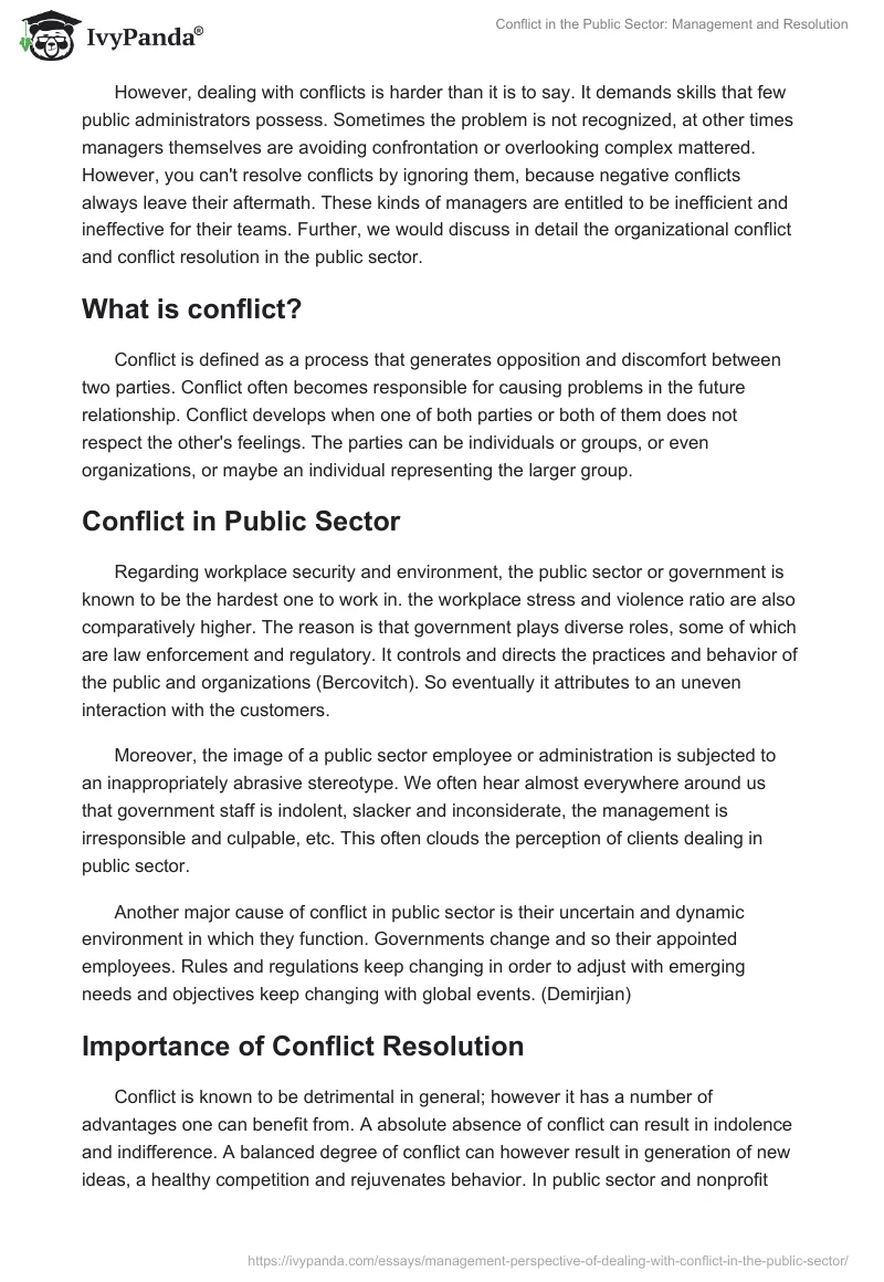 Conflict in the Public Sector: Management and Resolution. Page 2