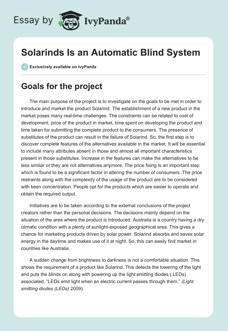 Solarinds Is an Automatic Blind System. Page 1