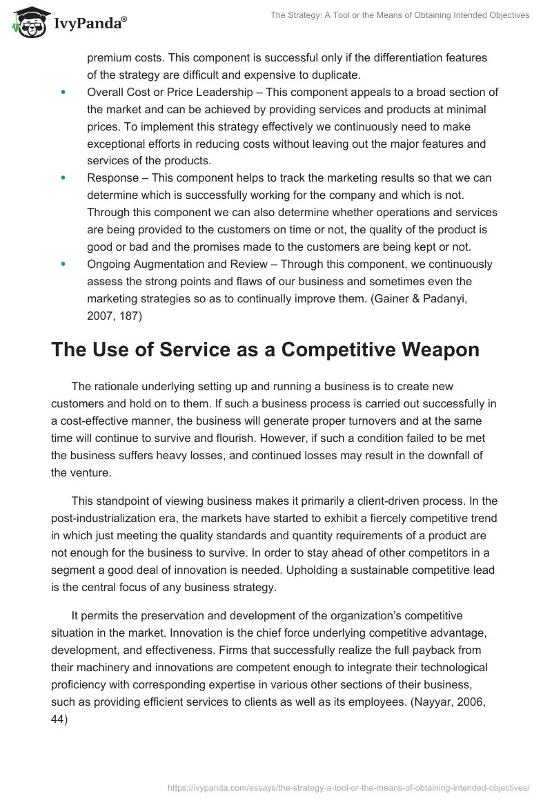 The Strategy: A Tool or the Means of Obtaining Intended Objectives. Page 2