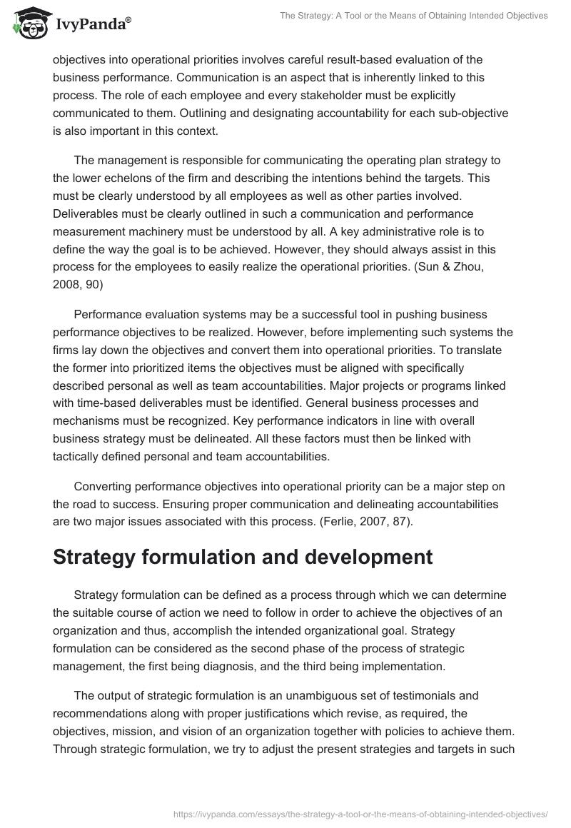 The Strategy: A Tool or the Means of Obtaining Intended Objectives. Page 4