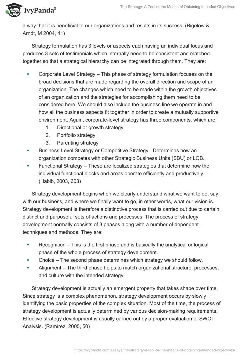 The Strategy: A Tool or the Means of Obtaining Intended Objectives. Page 5