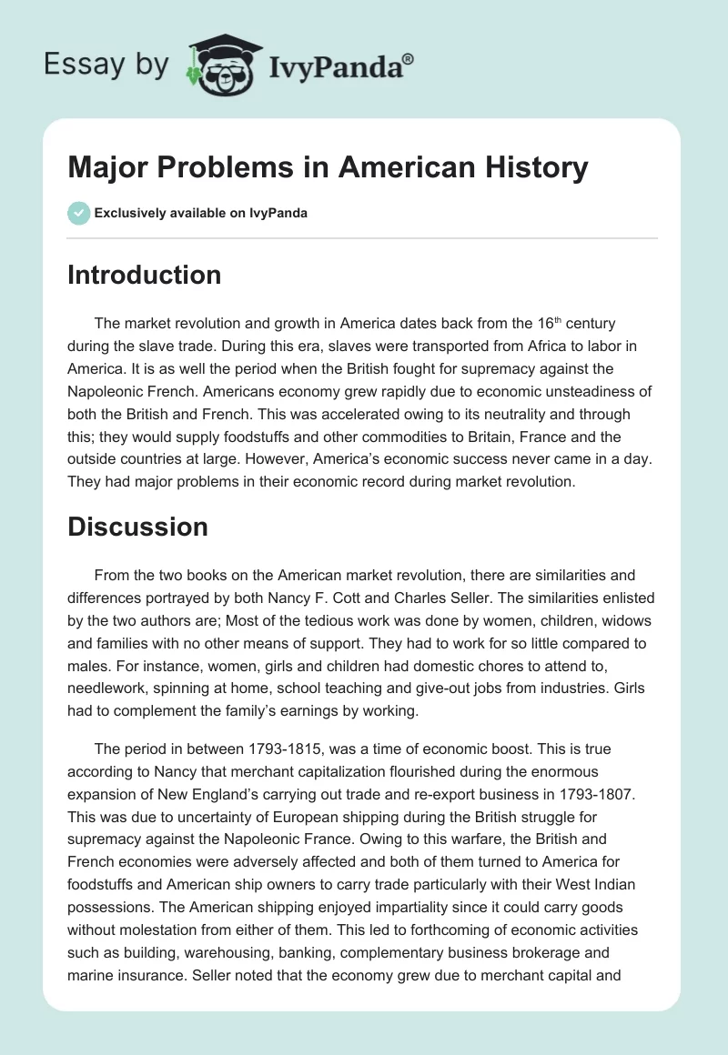 Major Problems in American History. Page 1