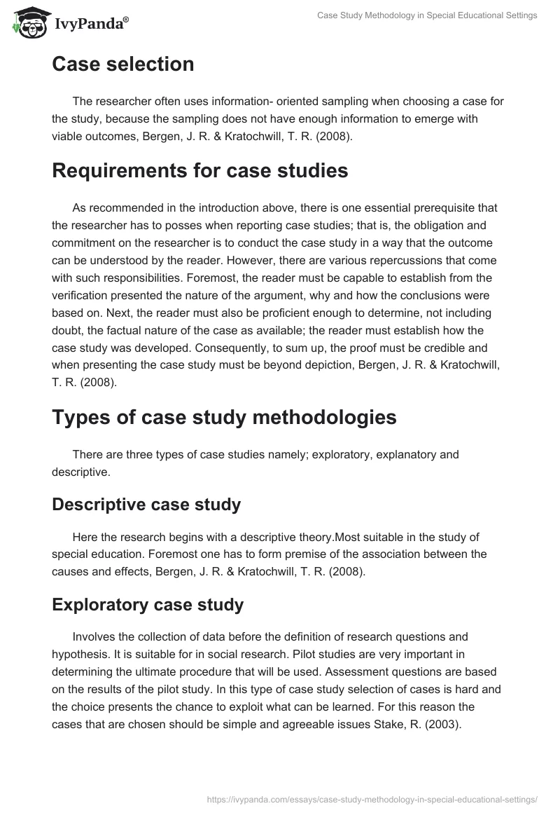 Case Study Methodology in Special Educational Settings. Page 4