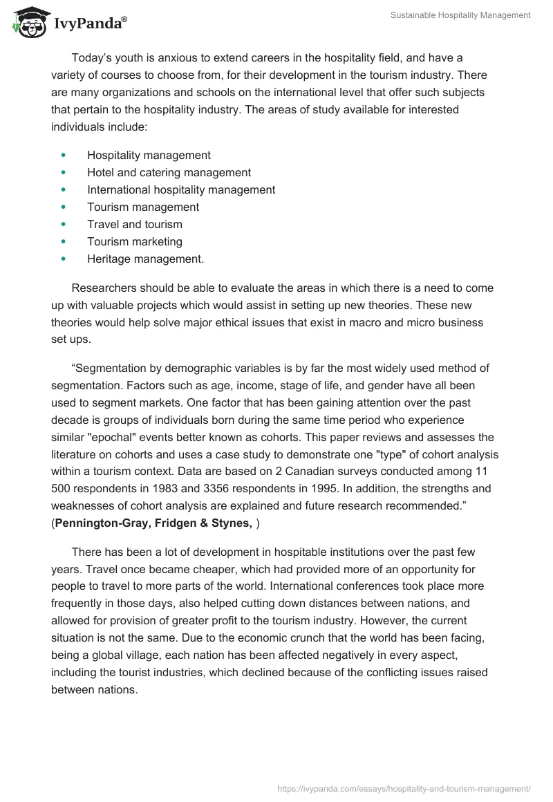Sustainable Hospitality Management. Page 3