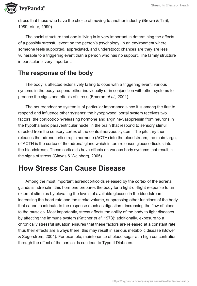 Stress, Its Effects on Health. Page 2