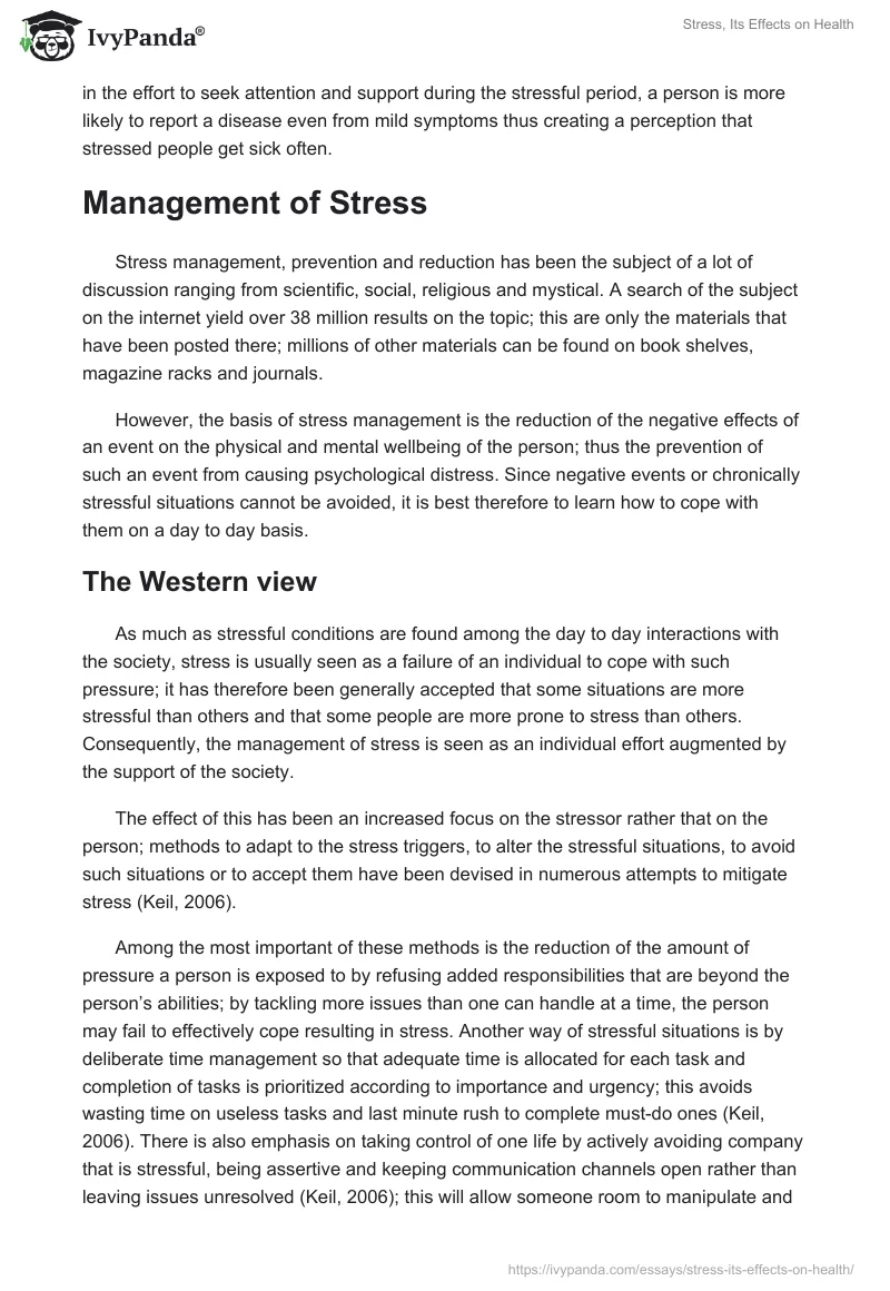 Stress, Its Effects on Health. Page 4